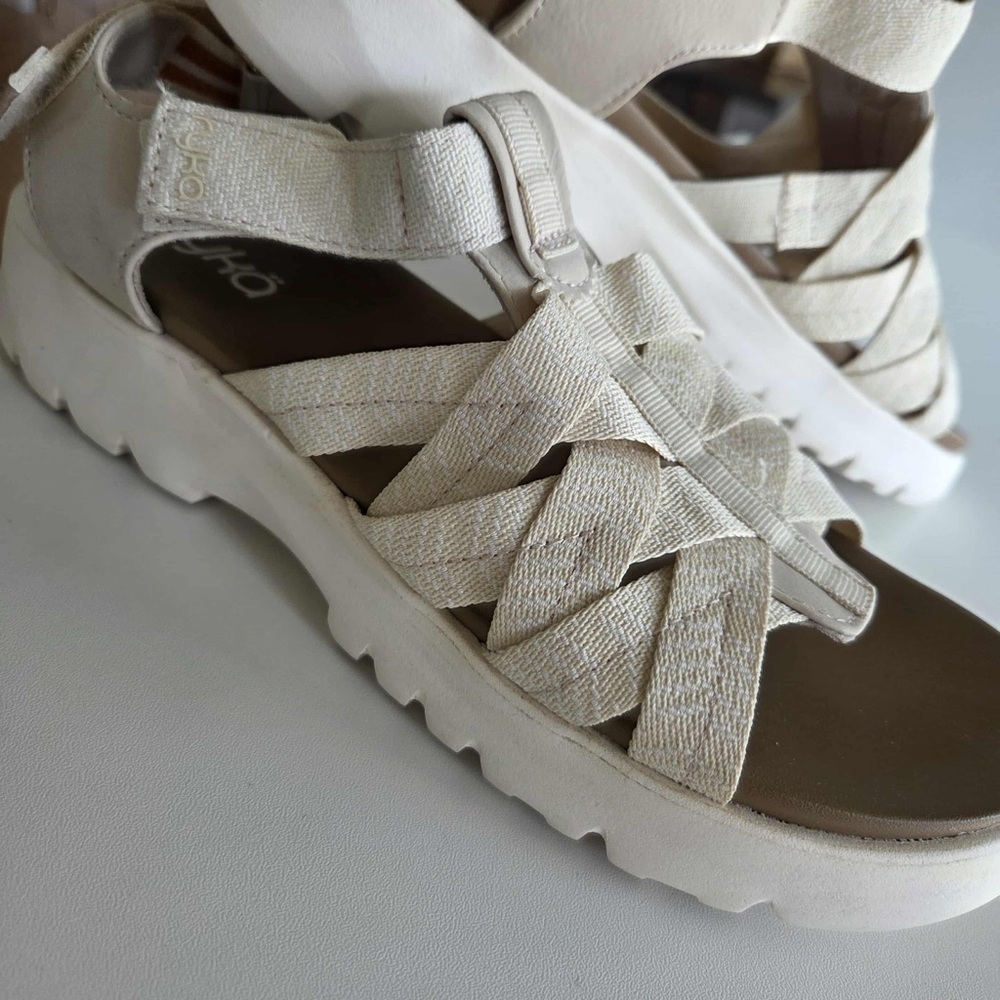 Ryka Blissful Strappy Sandals Size 8.5 Whitecap Beige Stretch Fabric lightweight - Picture 4 of 10
